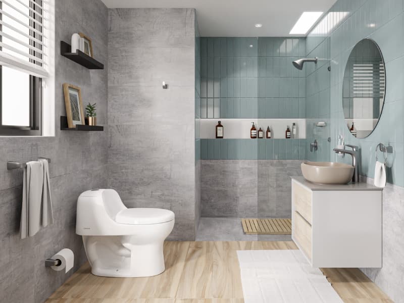 Baño sereno con equilibrio de color