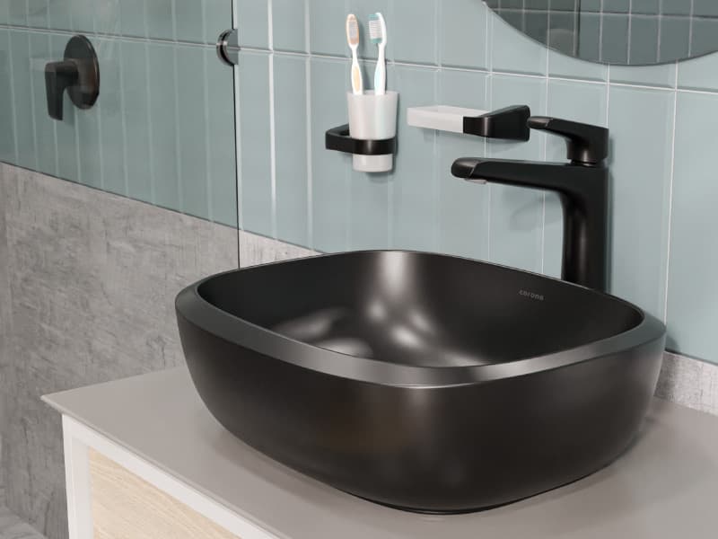 Baño minimalista con acabado mate