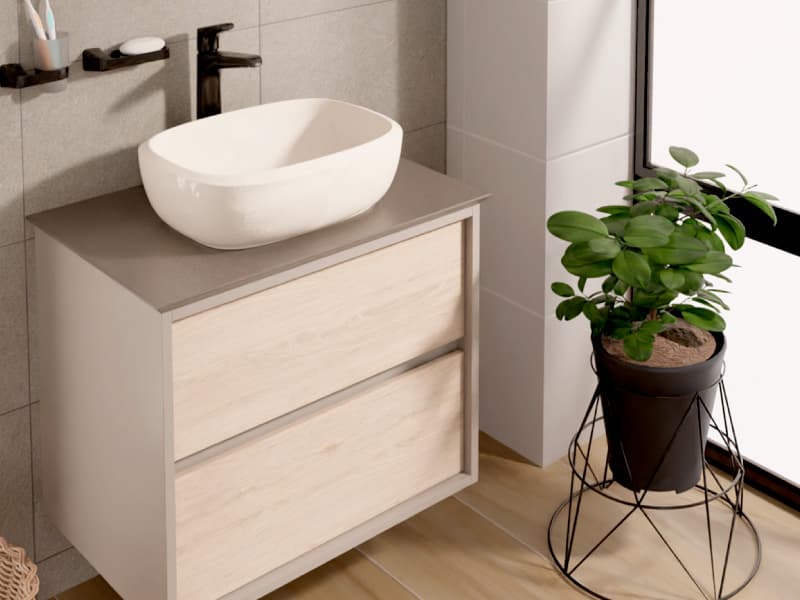 Baño contemporáneo con accesorios negros