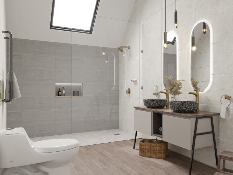 Baño amplio con diseño clásico