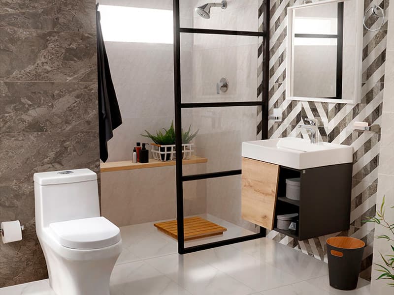 Baño Marmolizado de alto contraste