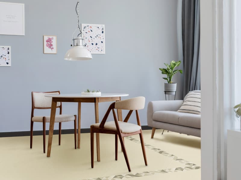 Comedor para dos con tonos grises y beige