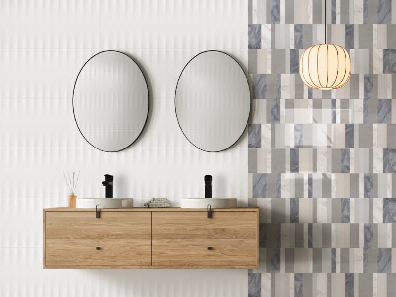Diseño de baño social con mueble doble