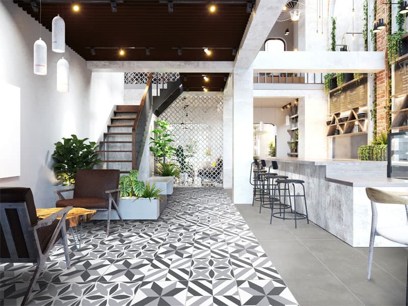 Cafetería grande con hidráulicos