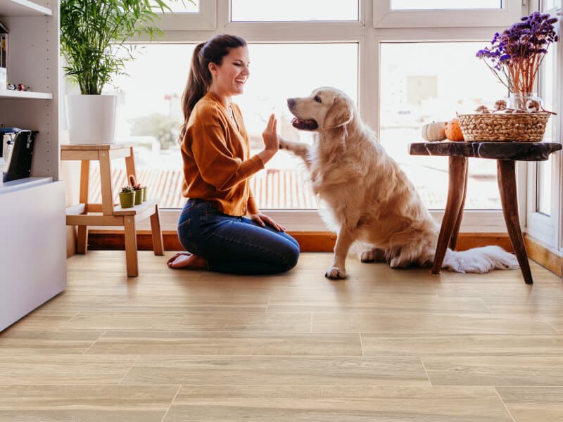 Recibidor moderno en tonos madera