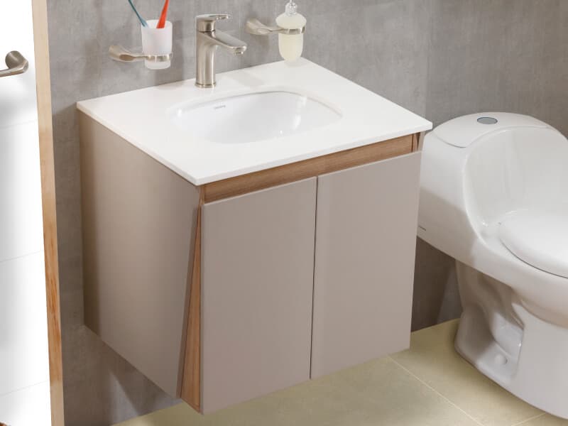 Mueble baño con almacenamiento guiado