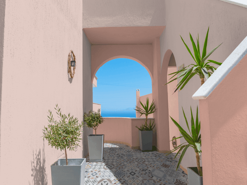 Ambiente terraza tonos pasteles