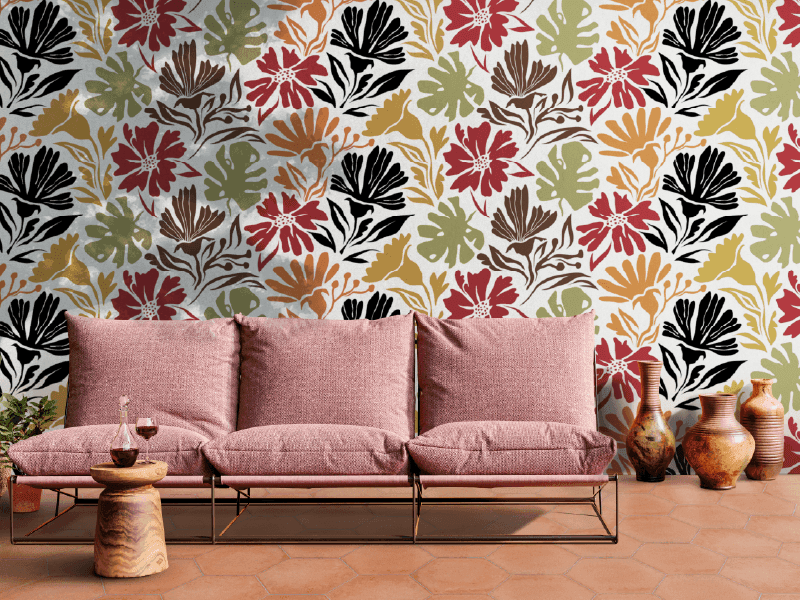 Ambiente sala rústica estilo floral