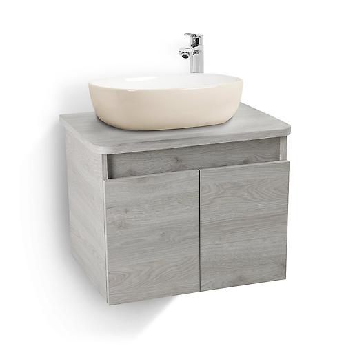 Ambiente Mueble para baño Liquid Ceniza con lavamanos tipo vessel color arena