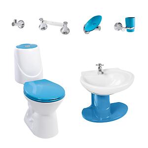 Combo happy II 4.8 con lavamanos de semipedestal Azul Marino corona