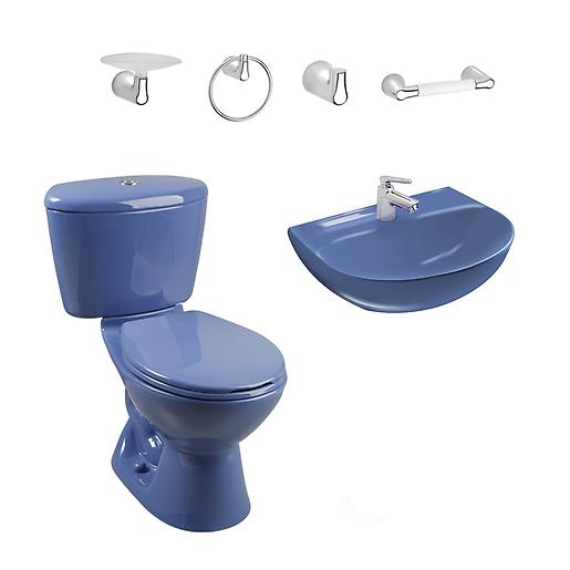Combo sanitario Manantial azul con lavamanos sin pedestal