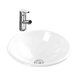 Lavamanos tipo Vessel Manantial Duo blanco en porcelana sanitaria Cara 2