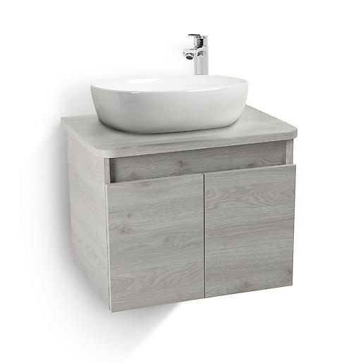 Mueble para baño Liquid Ceniza con lavamanos tipo vessel color gris Cara 3