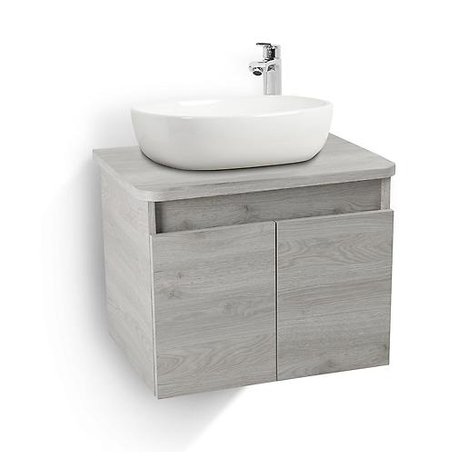Ambiente Mueble para baño Liquid Ceniza con lavamanos tipo vessel color blanco